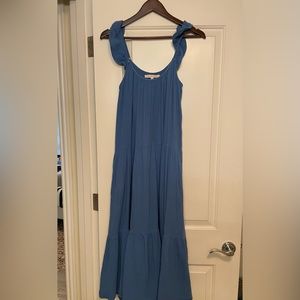 Xirena blue cotton full length dress